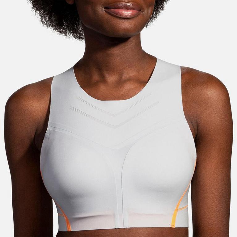 Brooks Dare High-Neck Run Womens Running Bra Ireland White (CMXI-60957)